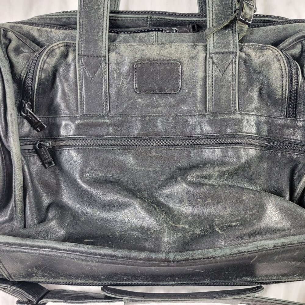 Tumi Alpha Black Leather Expandable Organizer Briefcase Bag - Picture 3 of 9